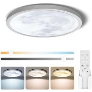 Aphyni 12 inch LED Flush Mount Ceiling Light,Unique Moon Design Morden LED Ceiling Lights,28W 2800LM Remote Control 3000K-6500K Adjustable Ultra Thin for Living Room Bedroom Hallway
