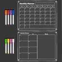 FINDMAG Acrylic Dry Erase Magnetic Calendar for Fridge, 16"x12" Magnetic Calendar for Refrigerator, Clear Monthly and Weekly Meal Planner Fridge Magnets, Chore Chart for Kids with 8 Colors Markers