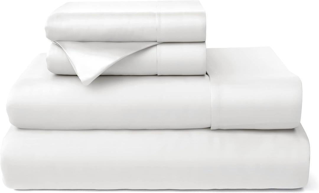 Cosy House Collection 100% Rayon Derived from Bamboo Bed Sheet Set - Cooling, Breathable, Silky Soft 4-Piece Deep Pocket Bedding Set (Full, White)