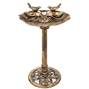 HI SUYI 32inch Antique Bird Bath Outside Garden Weather Resistant Polyresin Backyard Expressions