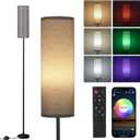 FRIDEKO HOME Gray Floor Lamps for Bedroom, Dimmable Colors Temperature & Brightness, Plug in Modern Floor Lamps for Living Room, Tall Standing Lamps for Office, Corner Lamp, 9W RGB LED Bulb