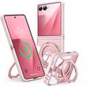 360° Magnetic Stand Case for Galaxy Z Flip 7 【Fit for MagSafe & Pixelsnap】 Cover with Ring Holder 【Shockproof Protective】 Cell Phone Samsung Galaxy Z Flip 7 Case - Pink