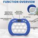 Intoypad Pop Game Light Up Fidget Toy for Kids, 6 Modes LED Screen Quick Push Games Controller Electric Fidget Popper Game Bubble Road Trip Activities Car Games Birthday Gifts Toys for Kids Boys Blue