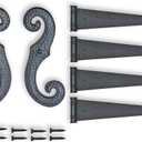 Decorative Vinyl Shutter Hinges and S Holdback Hooks for Exterior Decorative Shutters, Black (Set)