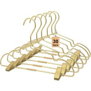 Gold Metal 12.6" Baby Clothes Clips Hanger, 30 Pack Children Kids Coat Hanger Display and Storage,Heavy Duty Standard Metal Hangers with Non-Slip Design,Space Saving Organizer