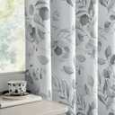 100% Blackout Curtains 90 Inches Long for Bedroom, Grey Floral Printed Curtains for Living Room Darkening Thermal Insulated Watercolor Patterned Drapes, Grommet Window Curtains 2 Panels
