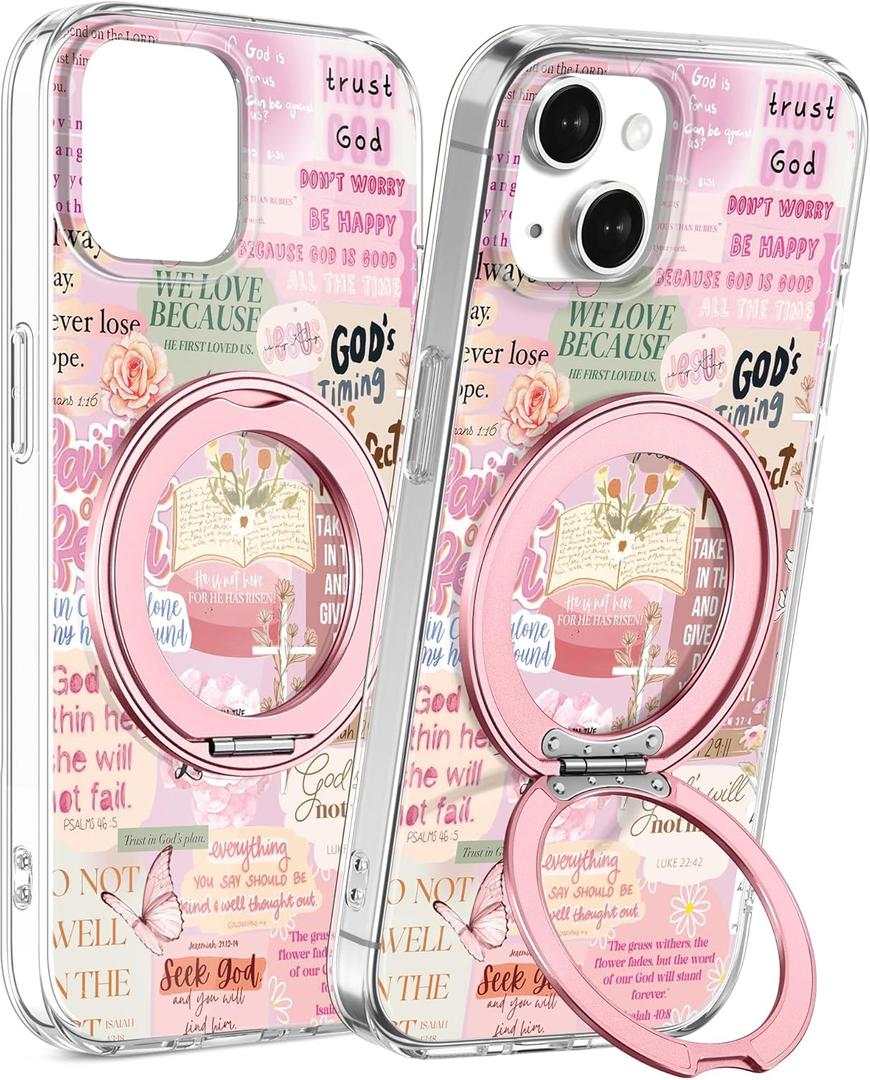 Loheckle for iPhone 14/13 Case with Stand- Compatible with MagSafe Women Girls Cute Girly AestheticUnique Design Soft TPU Magnetic Ring Phone Cover for Apple 14/13, Collage