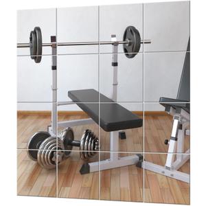 EVENLIVE Gym Mirrors for Home Gym Wall Large, 16PCS Glass Wall Mirror Tiles, 12" Frameless Mirror Panels, Full Body Mirror Sticker, for Ceiling Candle Tray Wedding Centerpieces for Table,Crafts Set (12''X 12''(16-Pack)with tape)