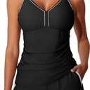 Summer Mae Modest Tankini Swimsuits for Women 2025 Two Piece Bathing Suits with Sporty Pockets Boy Shorts for Tummy Control (22 Plus, Pure Black)