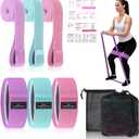 Kifmurase 6PCS Fabric Resistance Bands for Legs, 3 Strength Level Elastic Stretching Assist Band with Portable Bag, Non-Slip Workout Bands for Squats Yoga Therapy, Women Cloth Band for Working Out