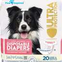 Paw Inspired 20ct Disposable Dog Diapers | Female Dog Diapers Ultra Protection | Diapers for Dogs in Heat, Excitable Urination, or Incontinence (Large)