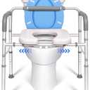 3 in 1 Commode Chair for Toilet with Arms, 500 lbs Bedside Commode Chair for Toilet with Bucket 4.4Qt, Width Adjustable Bedside Commode for Seniors, 21”-25“ Extra Large Width