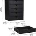 Wooden Storage Box with 5 Drawers Apothecary Drawers Vintage Wooden Drawers Wood Desktop Organizer with Drawers Countertop Drawers Library Card Catalog Cabinet Apothecary Cabinet BLACK