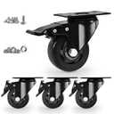 Caster Wheels, Heavy Duty 3 Inch Casters Set of 4, Locking Swivel Casters Wheels for Cart, Furniture and Workbench, Black