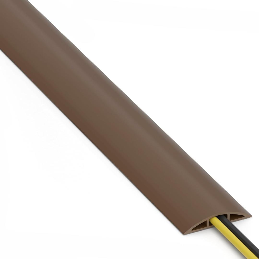 ZhiYo 6ft Cord Hider Floor, Soft PVC Cord Covers for Wires on Floor, Wire Cover to Hide Extension Cords, Cable Cover Protect Cords & Prevent Trips, Cable Cavity: W0.6in x H0.32in, Vintage Coffee Brown