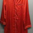 Ekouaer Satin Nightgowns for Women Button Down Sleep Shirt Silk Night Shirt Long Sleeve Boyfriend Sleepwear, XL, Red