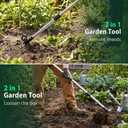 60" Weed Puller Tool with Long Handle, 2-in-1 Weed Rake & Garden Hoe, Stand Up Weeding Tools Gardening, Heavy Duty Steel Weeder Tool, Manual Uprooting Weed Remover Tool for Yard, Lawn, Patio, Garden