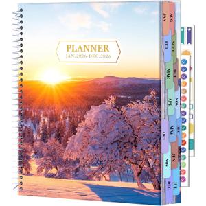 CAGIE 2026 planner Weekly and Monthly Jan 2026-Dec 2026 Hardcover Hourly Daily Planners for Women 26 Calendar Planner with Stickers Spiral Bound Yearly Agenda, 8.5 x 11