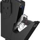 Urban Deco Gun Safe for Handgun Drop Down,Quick Access Pistol Safe Mounted Single Biometric Safes For Nightstand, Desk, Bedside,Vehicle Handgun Safe Auto Open - With Fingerprint, Pin Code, Key Access