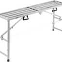 VEVOR Work Platform, 63"x 15" Portable Scaffolding Platform, Folding Steel Step Ladder Adjustable Height 31.5"-50.1", 800 lbs Load Capacity, Non-Slip Drywall Painting Stool for Cleaning &Washing