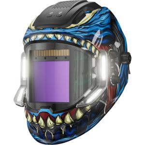 ANDELI Welding Helmet with 4 LED Light, Panoramic Large Viewing Screen 3.94"X3.74" True Color Auto Darkening Welding Helmet, 4 Arc Sensor 4/5-9/9-13 Type-C Charging MONERDB-LED-PRO, L