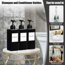 YUEYANG Black Shampoo and Conditioner Bottles, 16.9OZ Pack of 3 Empty Shower Bottles Rerefillable with Labels, Black Shower Dispenser with Pump (2.5 x 2.5 x 8 Inch)