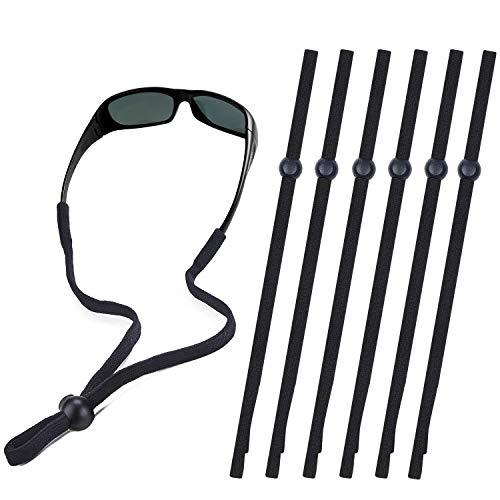 SHINKODA Sunglass Strap, Sports Glasses Band, Adjustable Sun Glasses Cord Lanyard Neck Holders for Men Women Kids, Multipack, Black 6 pscs