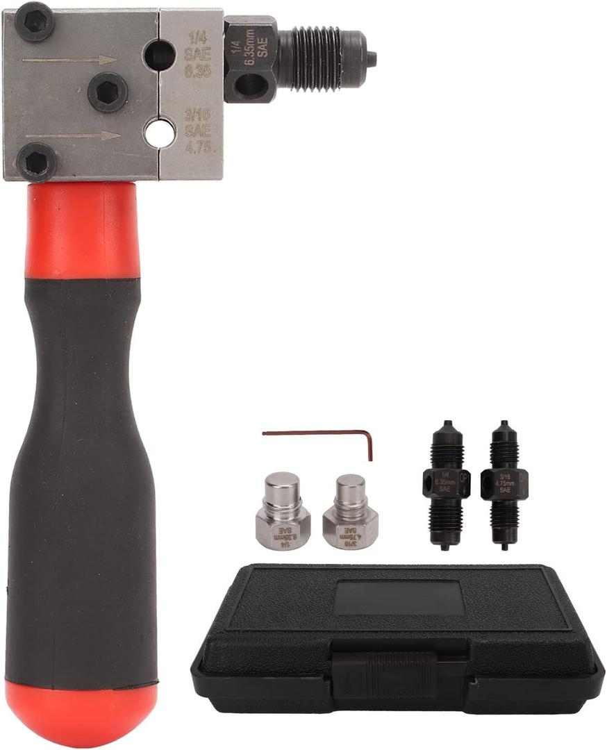 Flaring Tool Kit, 3/16in 1/4in Manual Tubing Flaring Tool Set, Universal Single Double Automotive Brake Line Tool Kit for Copper Pipe Flaring