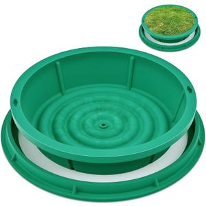 24 Inch Round Septic Tank Lid Green Covers decorative Recessed Round Septic Tank Lid with Base Hidden Sewage Basin Cover Planting Grass Pot Well with Hole for Lawn Yard Park Drainage