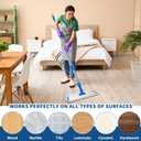 18" Professional Microfiber Mop Floor Cleaning, Flat Mop with Stainless Steel Handle,360-Spin Head with 2 Reusable Washable Pads, Microfiber Wet and Dust Mopping for Hardwood and Tile,Blue