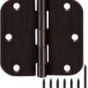 18 Pack Oil Rubbed Bronze Door Hinges 3.5" x 3 1/2 Inch Black Brushed Interior Hinge Rounded 5/8" Radius Corner 3 "Iron Residential Standard Bedroom Bifold Single Double Doors Hardware Kit