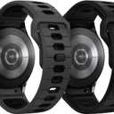 2 Pack Rugged No Gap Band Compatible with Samsung Galaxy Watch 7 6 5 4 Bands 40mm 44mm/Galaxy Watch 4 6 Classic Band 47mm 43mm 42mm 46mm/Galaxy Watch 5 Pro Band, 20mm Two Tone Silicone Sport Strap for Men (Anthracite Black&Black)