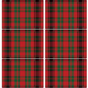 Christmas Placemats Set of 6 Red and Green Plaid Plastic Table Mats Recyclable Place Mats Washable Farmhouse Holiday Table Decoration for Indoor Outdoor Christmas Party Kitchen Dining