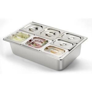 HECMAC Ice Chilled Condiment Serving Container (7 Pan), 2 Types of Lids, Drain Tray, 23 Gauge Anti-Jam Food Pan Commercial Heavy Duty Spice Rack Set, for Kitchen Buffet Catering, 22.5 x 7.9 x 14.5 inches