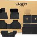 LASFIT Floor Mats&Cargo Mat&Seatback Fit for BMW X7 2019-2025 2026 M50i M60i xDrive40i xDrive50i, All Weather TPE Custom Fit 1st&2nd&3rd Row Full Set Car Mats & Trunk Liner(Only for 7 Seaters), Black