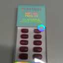 BTArtbox Press On Nails Short - Plum Red Squoval Press On Nails with Glue for Women, Opaque Soft Gel Glue On Nails in 16 Sizes - 32 Stick On Nails Kit, Blackberry