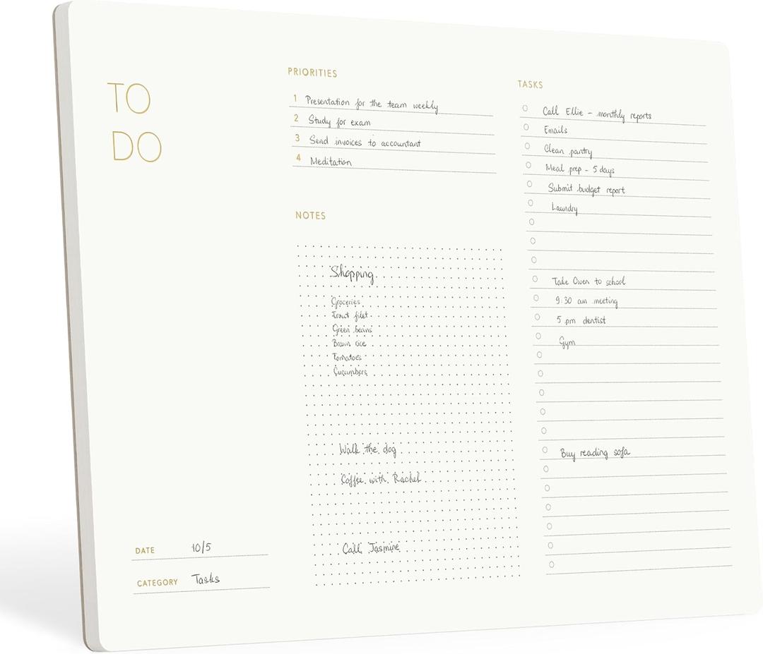 Elegant To Do List Notepad with Mouse Pad Feature, 11.22" x 7.87", 50 Tear-Off Sheets, Gold Foiled, Daily Planning, Eco-friendly To Do List Planner, FSC Certified To Do List Notebook for Work