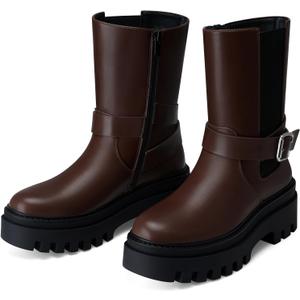 Women Chelsea Ankle Boots: 2.48 In Platform, Wide Width Comfortable Short Booties, 2025 Fall Winter Fashion Boot for Daywear, Work, Office, Weekend, Vacation, Travel (10, Brown)