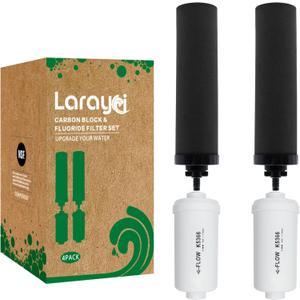 Gravity Water Filter Replacement for Berkey Gravity Water Filter System, Compatible with Berkey BB9-2 Black Filters & PF-2 Fluoride Filters, Combo Pack