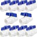 10 Pack 1" PVC Ball Valve, SCH40 Slip PVC Water Pipe Shut-Off Valve 1inch, Socket Full Flow Port Plastic Control Valve for Swimming Pool, Sprinkler Lines, Outdoor Plumbing, Irrigation System