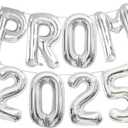 Prom 2025 Balloons Silver 16 Inch, Silver Prom 2025 Graduation Balloons Banner Sign for Graduation Class of 2025 Congrats Grad Party Decorations