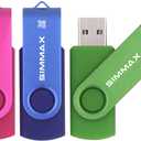 SIMMAX 3 Pack 32GB Memory Stick USB 2.0 Flash Drives Swivel Thumb Drive Pen Drive (32GB Pink Blue Green)