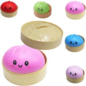 Dumpling Squishy Mystery Dumpling Squishy Stress Balls Fidget Sensory Toy Soft Squeeze Decompression Dough (Pink)