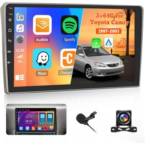 for Toyota Camry 1997-20032+64GB Wireless Carplay Android 13 Carplay Radio with Android Auto, 9 inch IPS Touch Screen Stereo WiFi/Bluetooth/GPS/SWC/Mic/Backup Camera