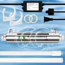 UV Water Filter,Add-on Kit for Under Sink Water Filtration Systems,Ultraviolet Water Purifier Sterilizer Filter for Whole House Water Purification,2GPM 110V,Consumed Power 21W, Lamp Power 16W