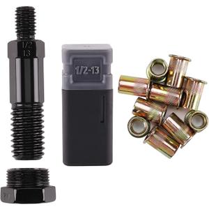 Rivet Nut Tool Mandrel 1/2-13 and 10 PCS Rivet Nuts, Rivet Tool Set Spare Part, Nutsert Tool Accessories Set Compatible with RZX/Astro Riveters