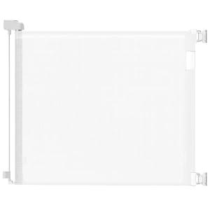 Retractable Baby Gate for Doorways and Stairs, Mesh Safety Gate for Pet, Indoor & Outdoor Use, One-Hand Operation, Easy Installation, 33.6" Tall, Expands to 55" Wide（White）