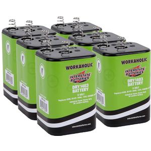 Interstate Batteries 6V HD Lantern Flashlight Battery (6-Pack) 6 Volt 7000 mAH Square Shape Beam Light (Spring Terminals) Camping, Hiking, Household, Lamps, Outdoors (DRY1403)