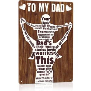 Fathers Day Novelty Gifts,Birthday Gifts for Fathers, Dad Gifts Vintage Print Wall Art Metal Plaque Sign Home Wall Decor, Personalized Fathers Gifts From Daughter or Wife12" x 8"