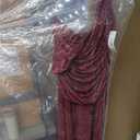 Elegant Glitter Knit Jacquard Ruched Bodice (Red), Size: 4 Petite